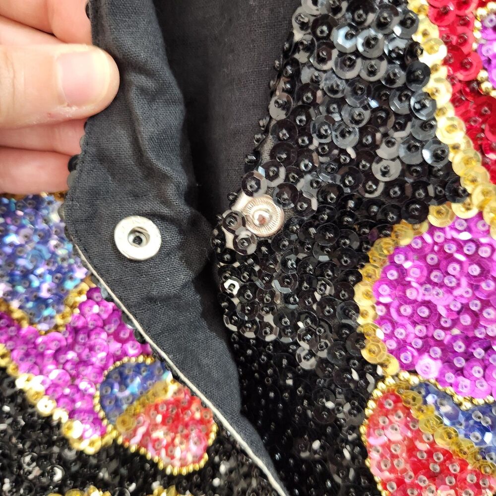 Vintage Valentines Day Large Sequin Vest Hearts Parade Costume Entertainer - Picture 4 of 8